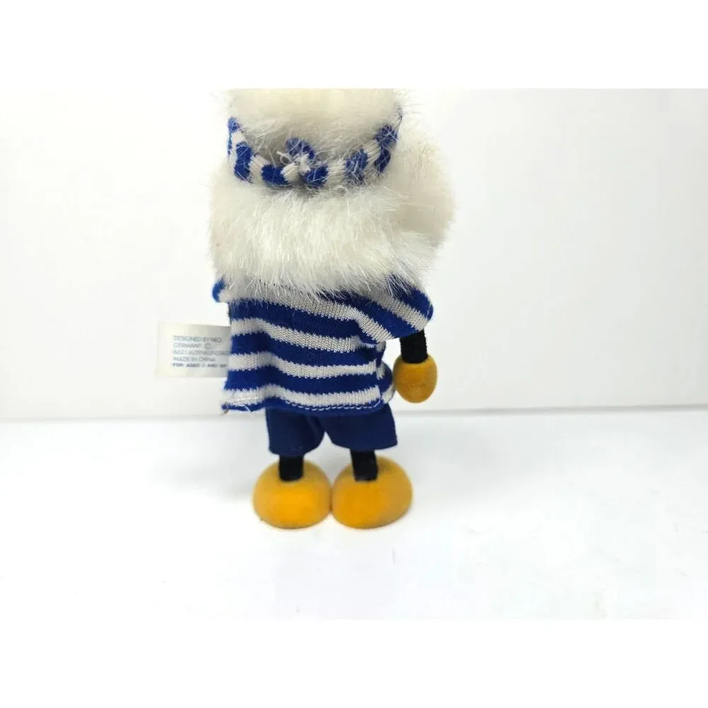 Vintage NICO Flocked Bird Hard Molded Figure Blue Striped Shirt Hat 4